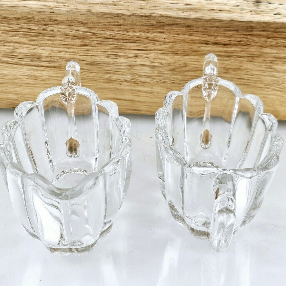 Heisey Crystolite Cream & Sugar Set 2.5" vertical ribbed art deco handle - Picture 2 of 15